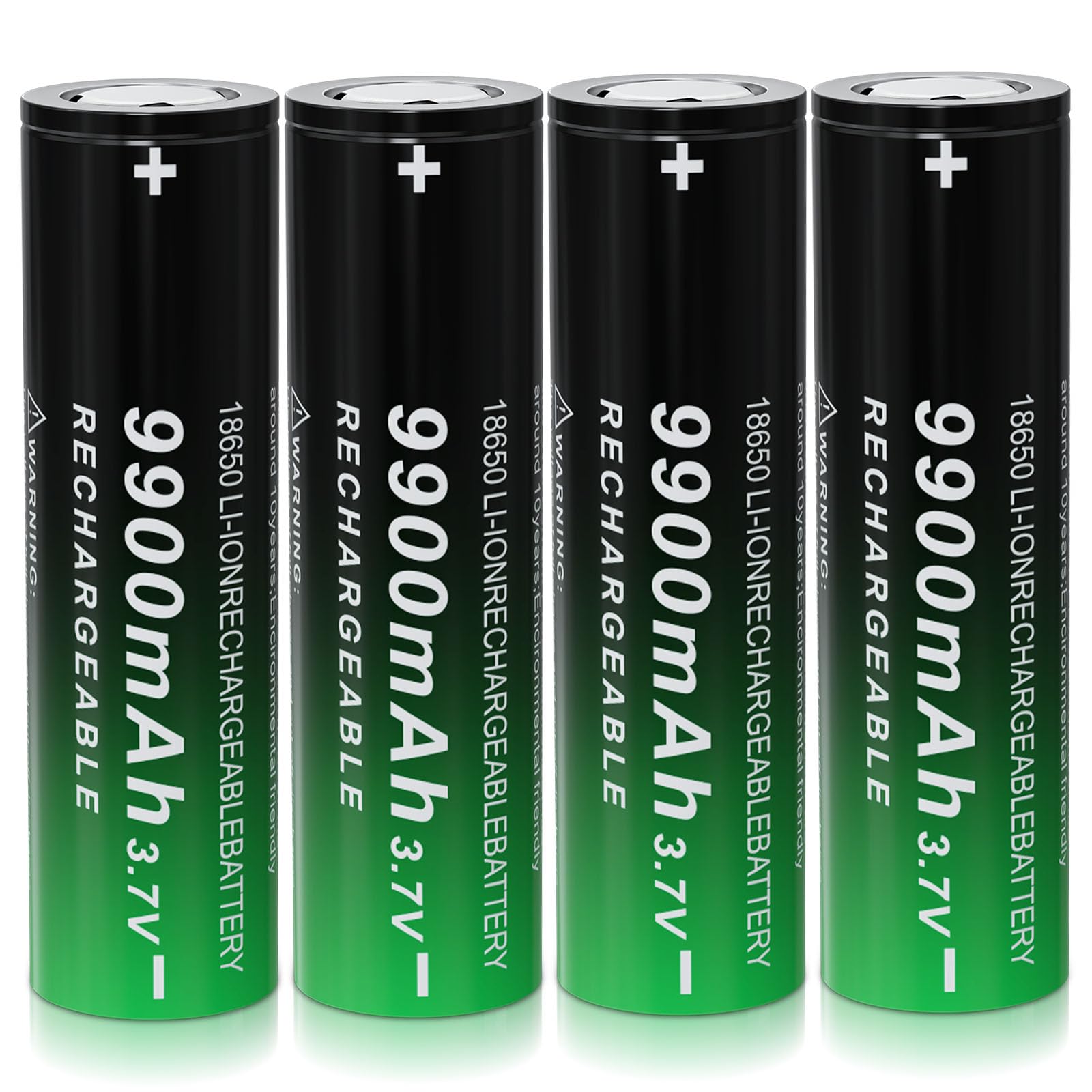 1??8??65??0 Rechargeable Battery 3.7 Volt Lithium 99??00mAh Large Capacity Flat Top for Flashlights Headlamps, etc (3.7volts, 4 pcs)