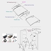 Vista 9 de Toldo curvo para puerta de ventana con fregadero de aleación de aluminio, toldo de ventana de porche anti-UV, cubierta de policarbonato transparente