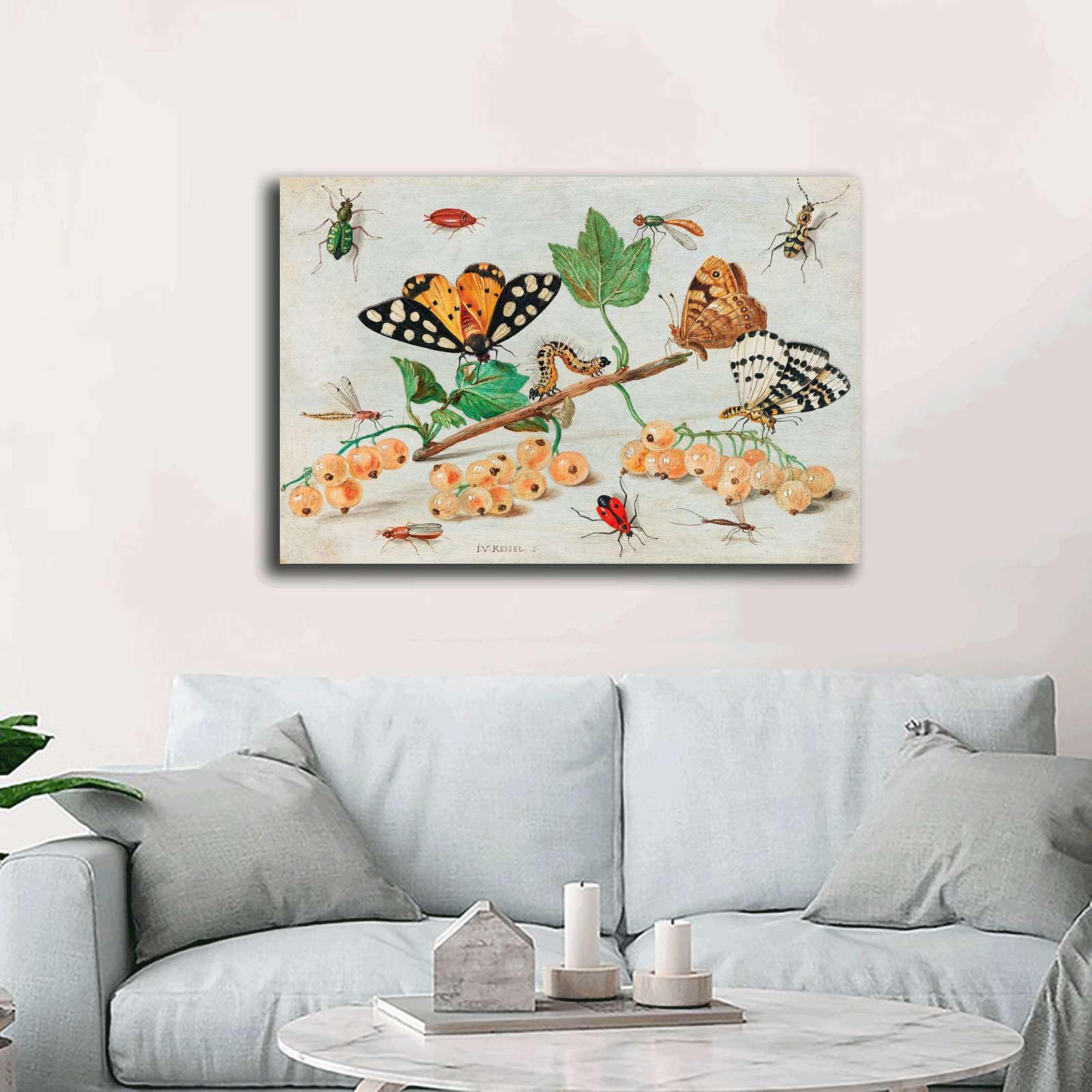 Toile Murale Vintage Avec Papillons Colorés - Décoration Murale Vintage