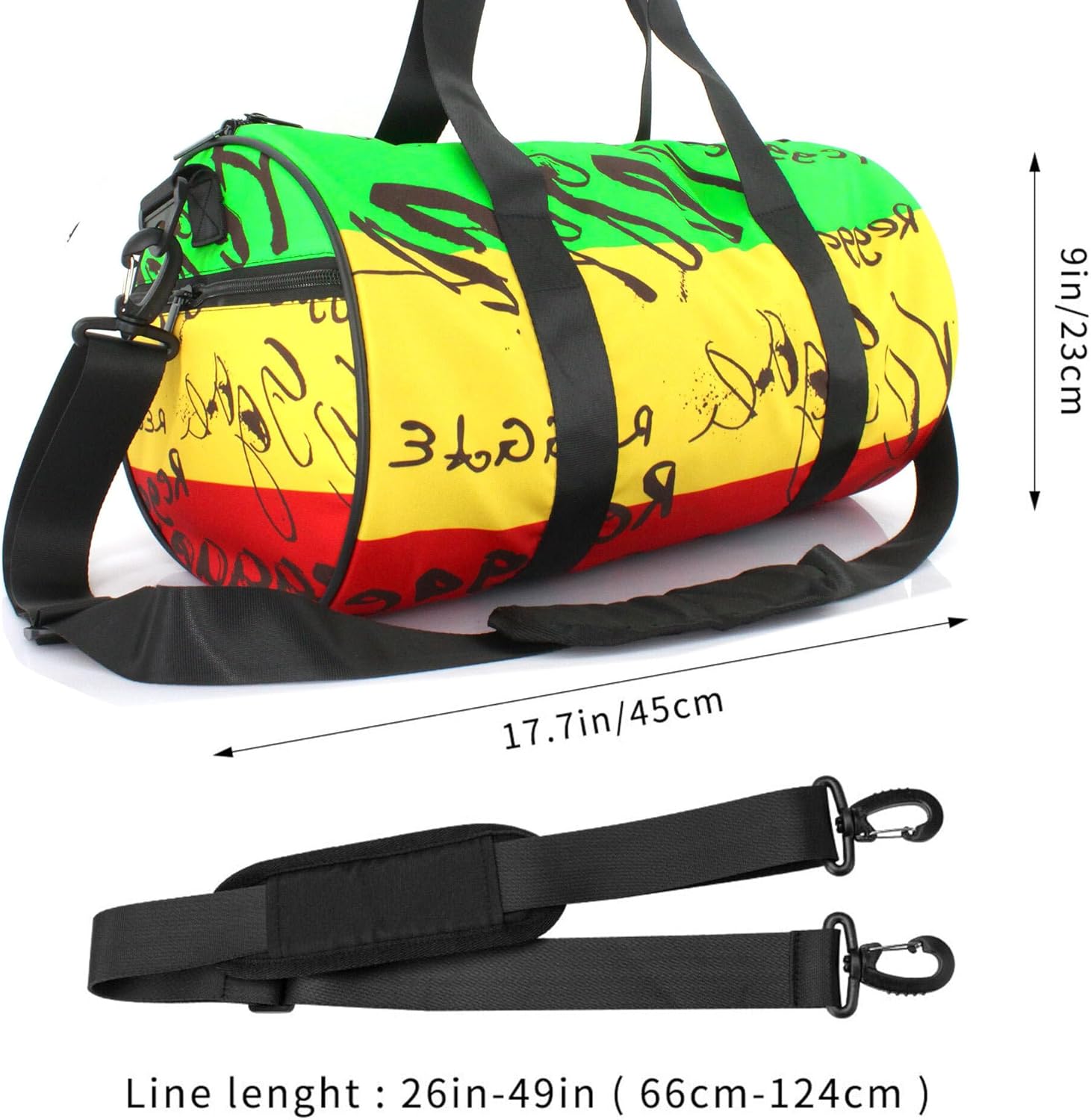 Duffel Bag Gym Bag for Men Women Lightweight with Inner Pocket for Travel Sports Swimming Fitness Shoulder Strap Jamaica Reggae(Reggae)