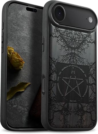 Carveit Wood Case for iPhone Air, Ancient Roots, Esoteric Paths, Black