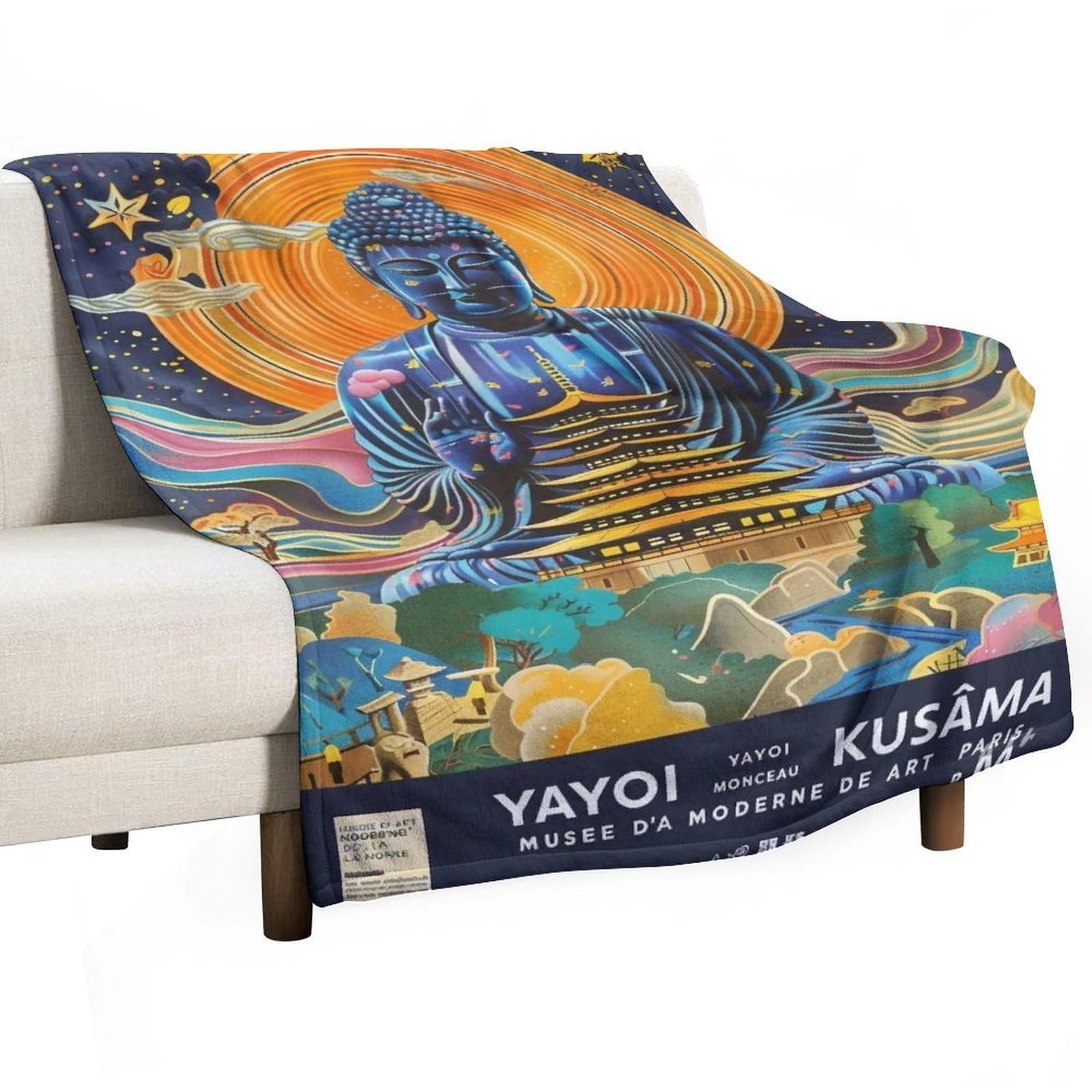 YHGSREUOH Yayoi Kusama Buddha Landscape 04 Flannel Blankets Fleece Soft Throw Lightweight Plush Gifts for Couch, Bed, Cozy Sofa Plush, Chair, Lovers 32x48inch(80x120cm)