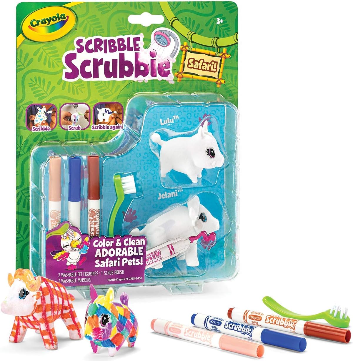 Crayola Scribble Scrubbie Safari Animals, Warthog and Buffalo, 2 Count, Creative Toy, Gift for Kids, Age 3, 4, 5, 6