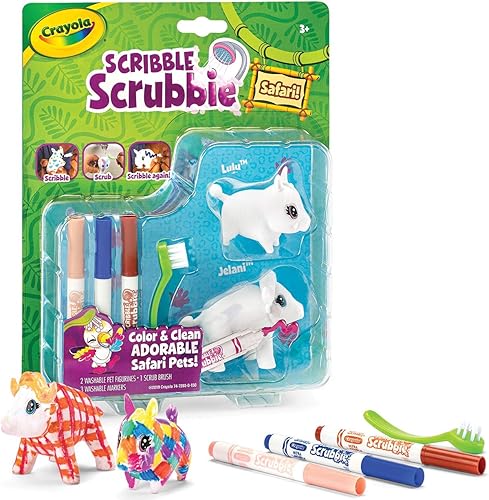 Crayola Scribble Scrubbie Safari Animals, Warthog y Buffalo, 2 unidades, juguete creativo, regalo para niños, edad 3, 4, 5, 6 años