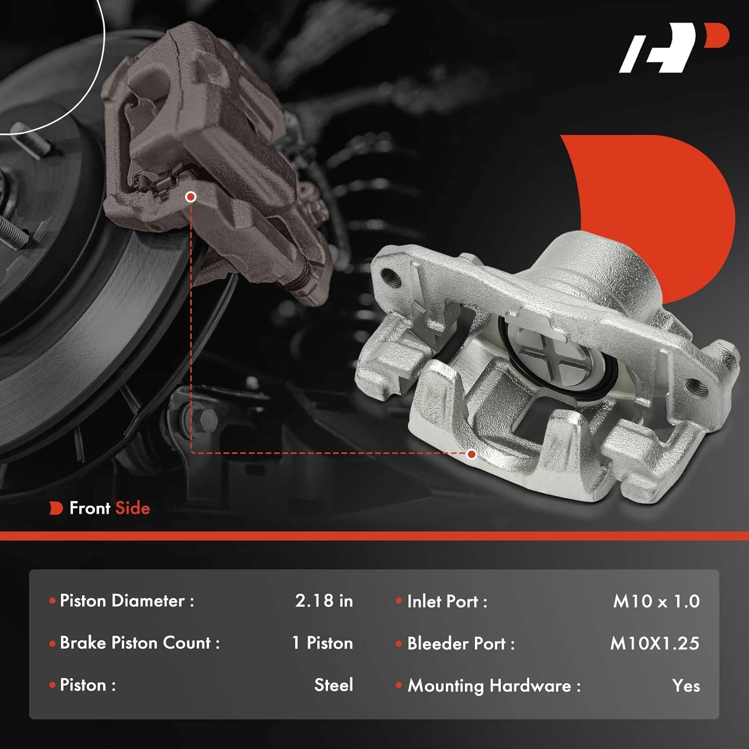 A-Premium Disc Brake Caliper Assembly with Bracket Compatible with Honda Big Red 700 2009 2010 2011 2012 2013 - Front Driver and Passenger Side