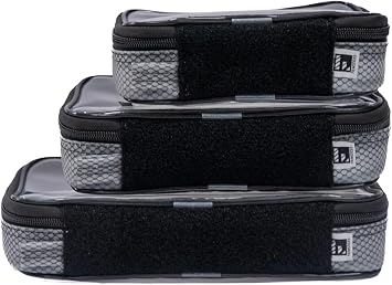 Filmsticks Set of Small, Medium & Large Transparent TPU Storage Cases BLACK UPGRADED KIT, Premium Clear TPU Storage Case, Dual-Zipper, Hook-&-Loop Spine, Carabiner Loop Professional Gear Organizer