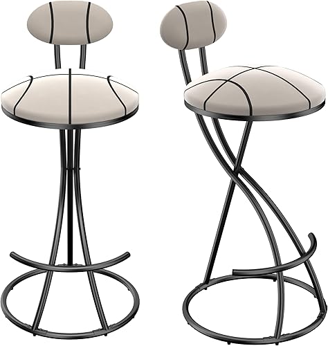 Juego de 2 taburetes de bar redondos tapizados con respaldo para isla de cocina, comedor, mesa y sillas de asiento, negro, 1-2 juegos