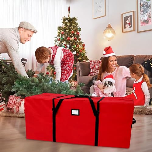 Vista 20 de AerWo Bolsa de almacenamiento para árbol de Navidad de 7.5 pulgadas, caja de almacenamiento extra grande para árboles artificiales de hasta 7.5 Verde