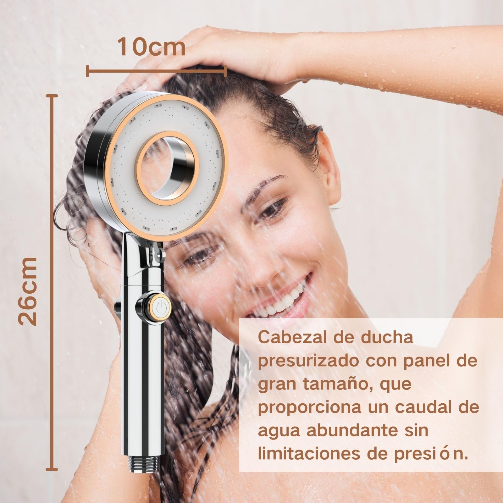 Soffione per Doccia, Soffione per Doccia con Filtro Regolabile a Tre Posizioni, Testina Doccia ad Alta Pressione, Doccia a Pioggia con Risparmio Idrico, Pulsante di Arresto Istantaneo, Argentato