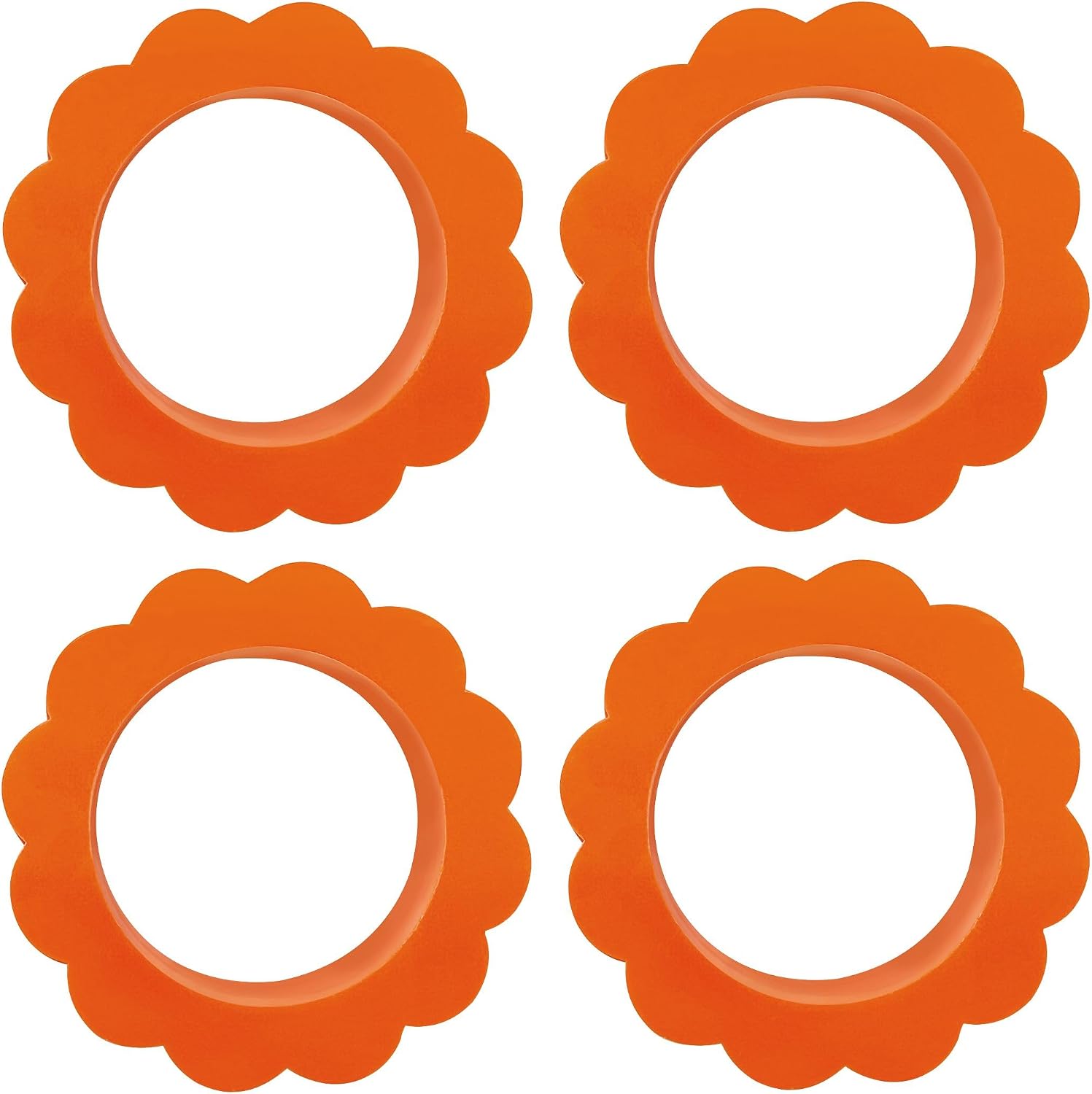 Mariposa Orange Scallop Napkin Ring Set of 4 | Orange | Acrylic | Tableware | Napkin Rings | Handmade in Mexico