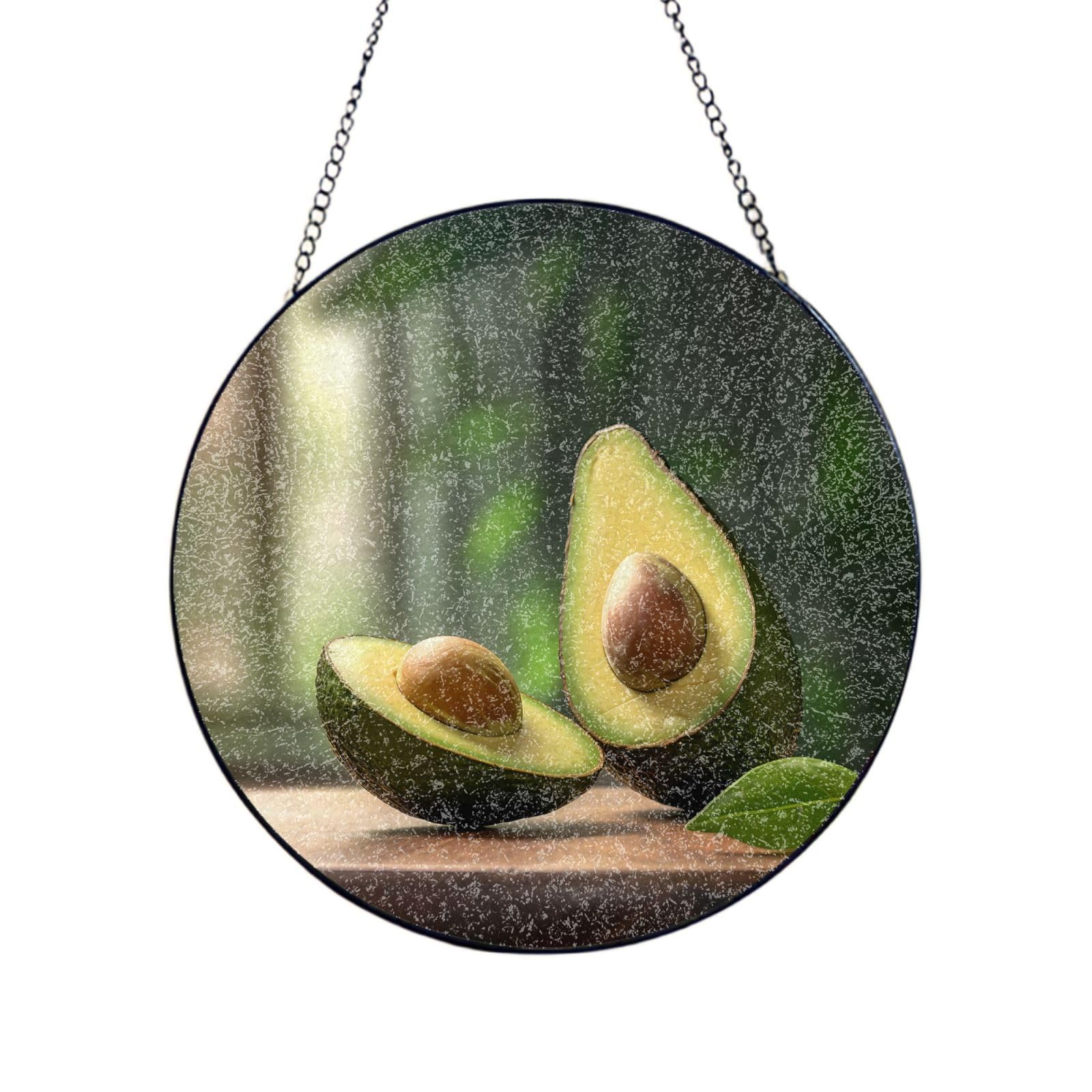 Phayah Cut Avocado Print Stained Glass Window Hanging Sun Catchers Decoration Mother'S Day Birthday Gifts For Home Garden Porch 4in（10cm）