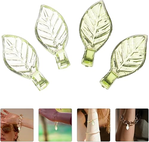 Miniatura 5 de SEWACC 100 dijes acrílicos de hojas verdes transparentes para manualidades, pulseras, collares, aretes, manualidades, fabricación de joyas,