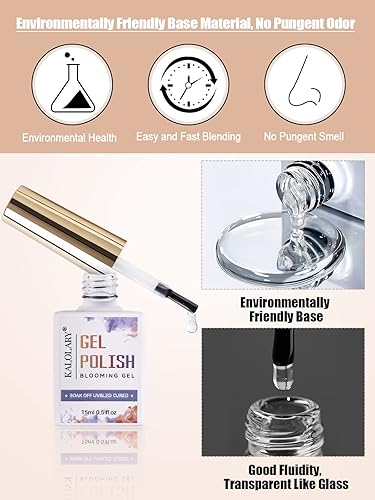 Miniatura 6 de Kalolary Blooming - Esmalte de uñas de gel, esmalte de uñas transparente UV LED para efecto de propagación, grafiti, mármol, flores, acuarela,