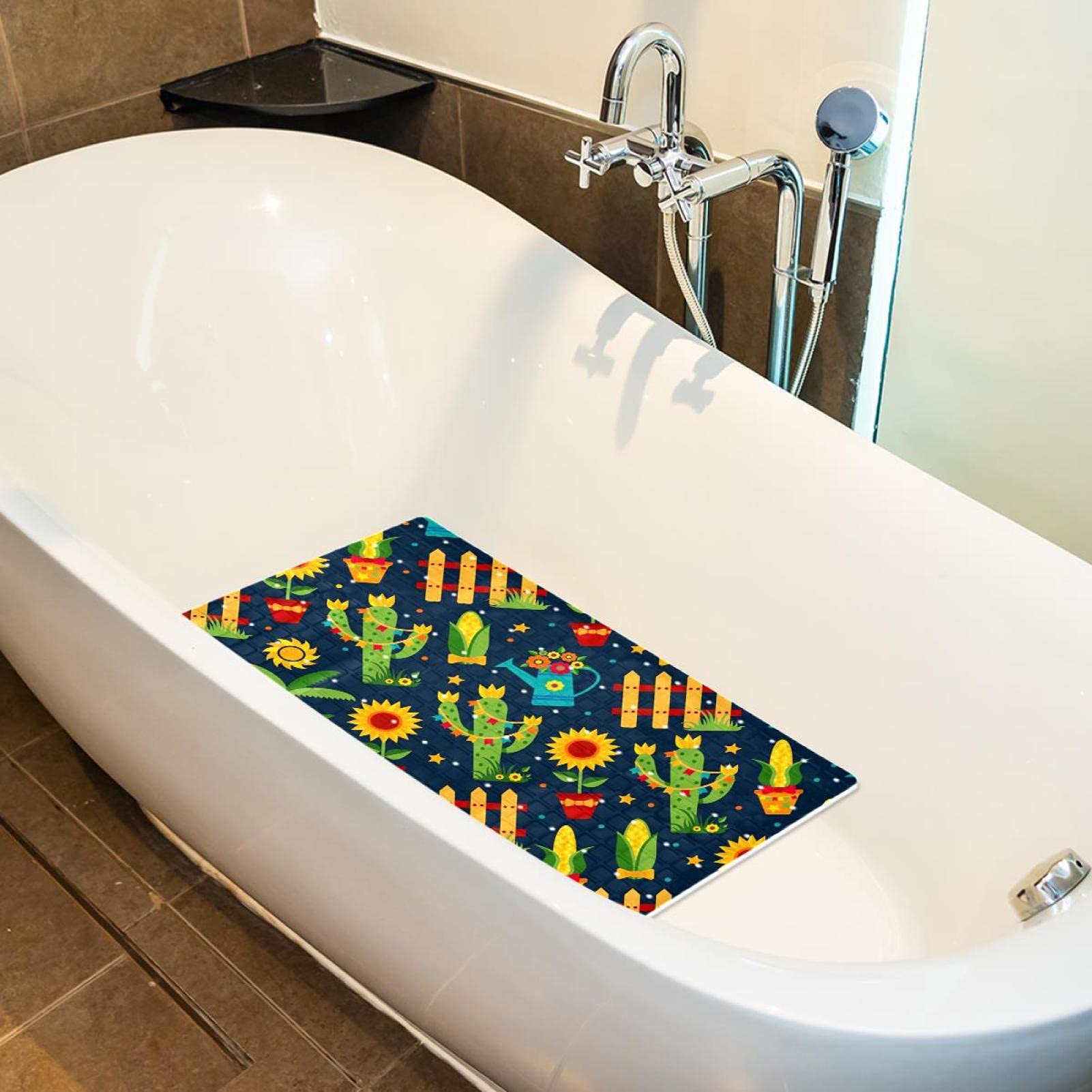 HITSLAM Tappetino Antiscivolo Vasca da Bagno, 101x40cm Extra Lungo Tappetino Doccia Antiscivolo Bambini, Tappetino Bagno con Ventose e Fori di Drenaggio, Lavabile in Lavatrice, Balena