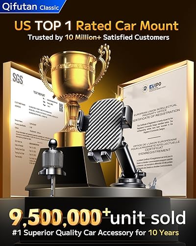 Vista 2 de Qifutan Soporte de teléfono para automóvil, soporte de teléfono para parabrisas de automóvil, ventilación de aire, universal, manos libres, soporte