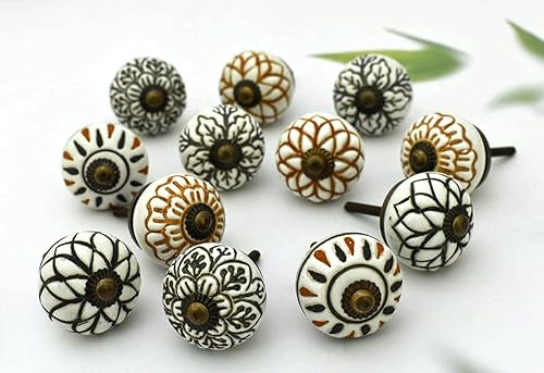 Miniatura 6 de ARTISNO Viking Decor - Perillas de cerámica para gabinetes de cocina, puerta de armario de dormitorio, pomos de cajón desgastados, ideales para