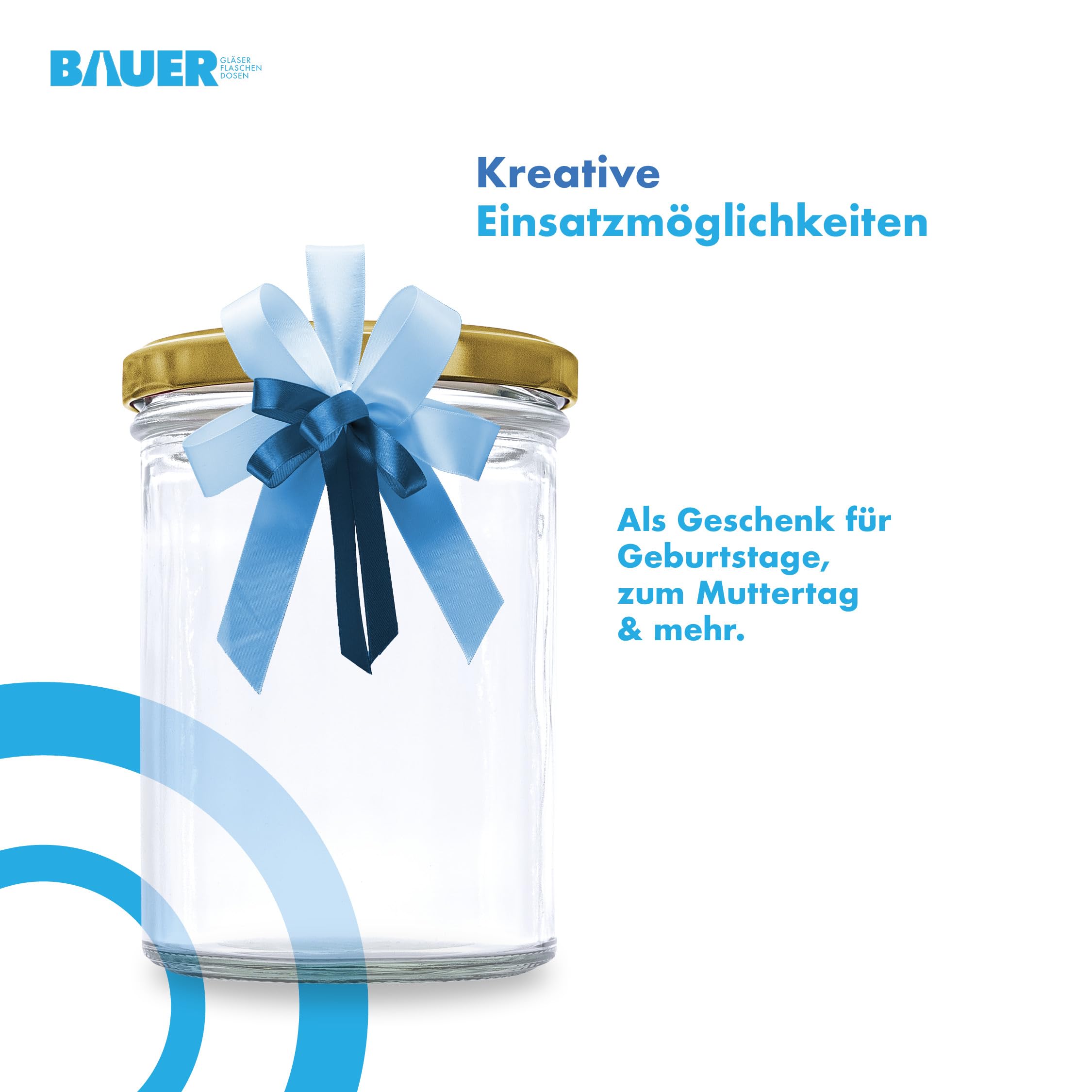 Flaschenbauer - Sturzgläser 430ml 96er Set - Einmachgläser mit Deckel TO82, Schraubgläser, Marmeladengläser, Einkochgläser zur Aufbewahrung, mit Twist-Off-Deckel - Made in Germany (Deckel Gold)