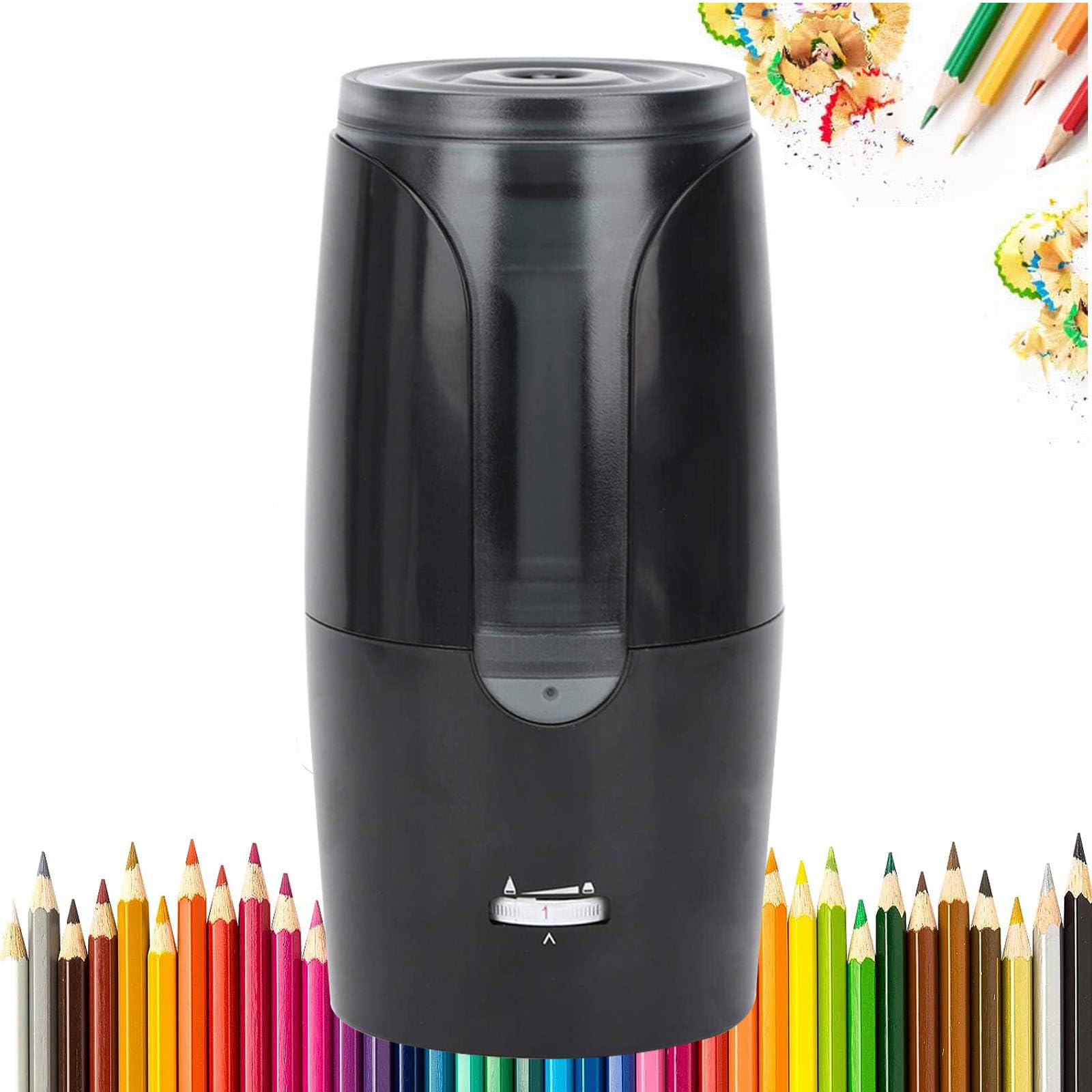 Elektrischer Bleistiftspitzer für Kinder, USB wiederaufladbarer Anspitzer mit Behälter, tragbar und sicher für Bleistifte und Buntstifte 6-12 mm Schule/Zuhause/Büro/Studio (Black)