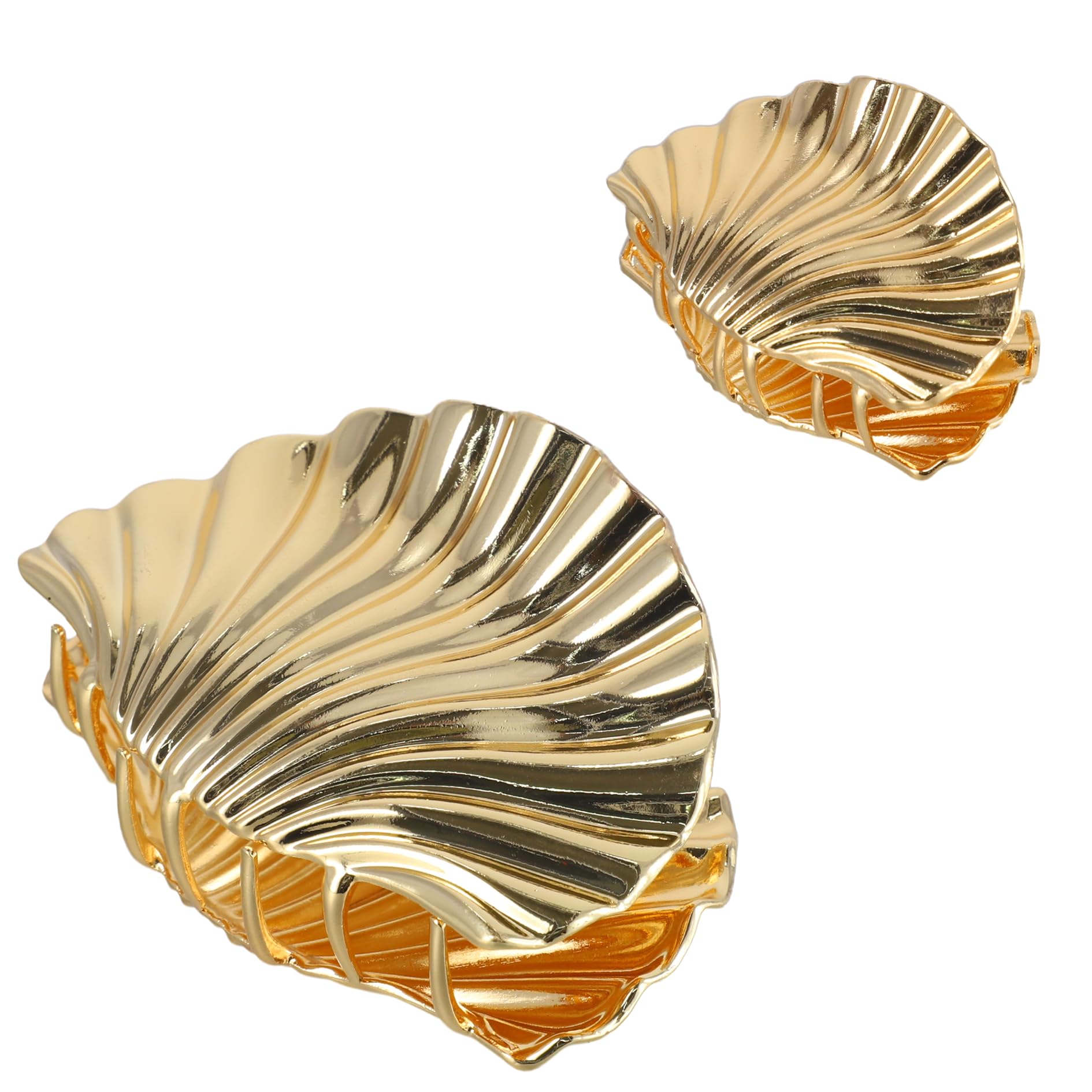2 Pcs Shell Claw Clip, Gold Shell Hair Clip Fashionable and Cute Suitable for Most Hair Styles Suitable Gifts for Girls (3.74 Inches and 2.16 Inches)