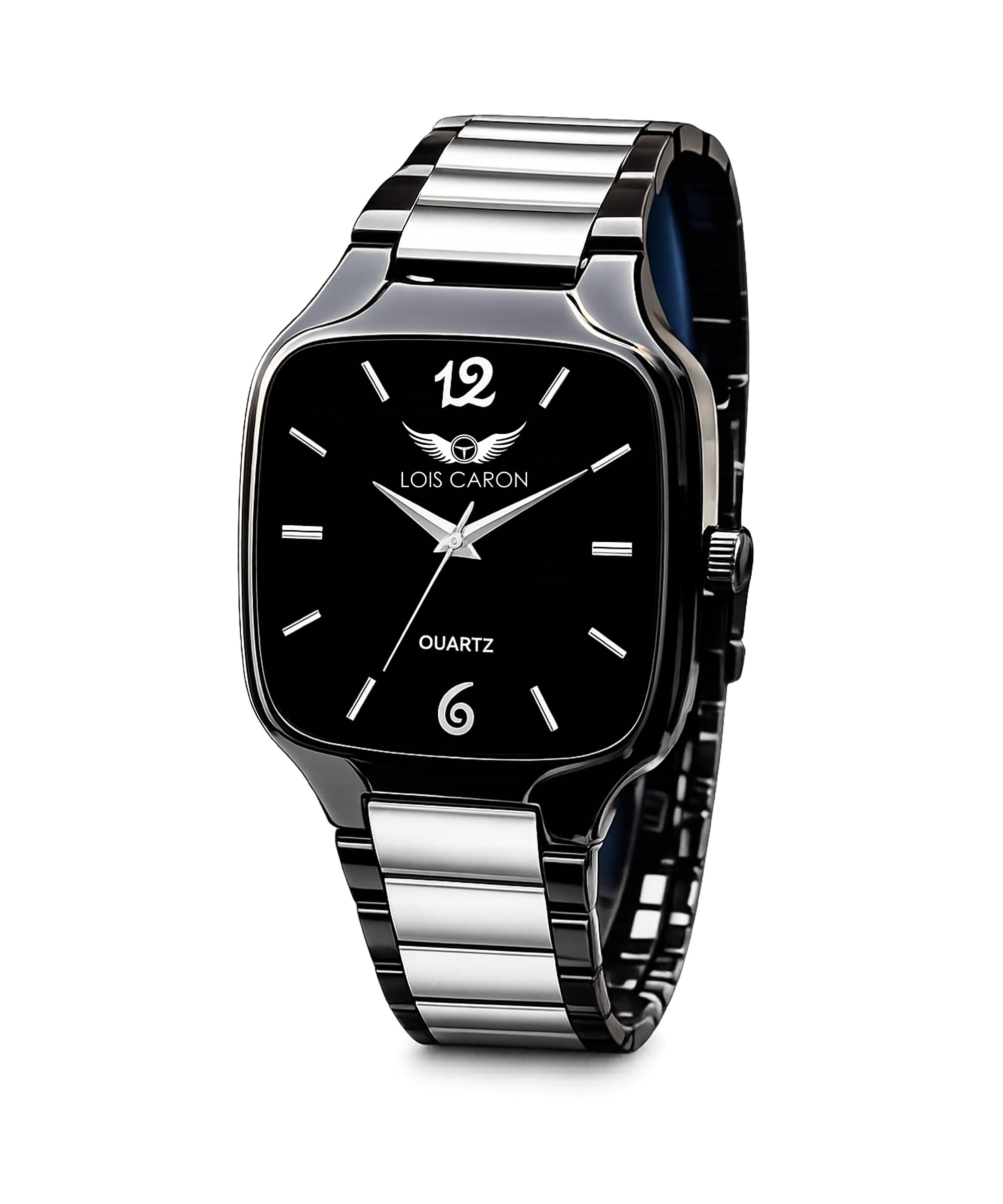 LOIS CARON LCS-8578 Black Two-Tone Square Watch - Image 1