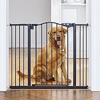 InnoTruth 30" Tall Baby Gate for Stairs & Doorways, 29-39.6" Adjustable Pressure Mount Auto Close Pet Gate, Dual-Lock Safety, Black
