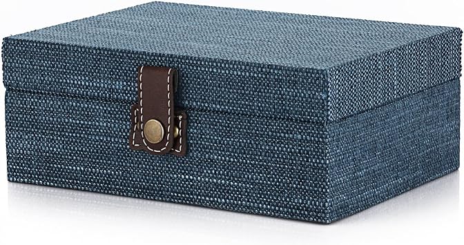Hipiwe Treasure Chest Box - Wooden Decorative Jewelry Box with Clasp Lid | Memento Case Box Rectangular Keepsake Trinket Organizer Box Gift for Women Men Home Decor, Medium