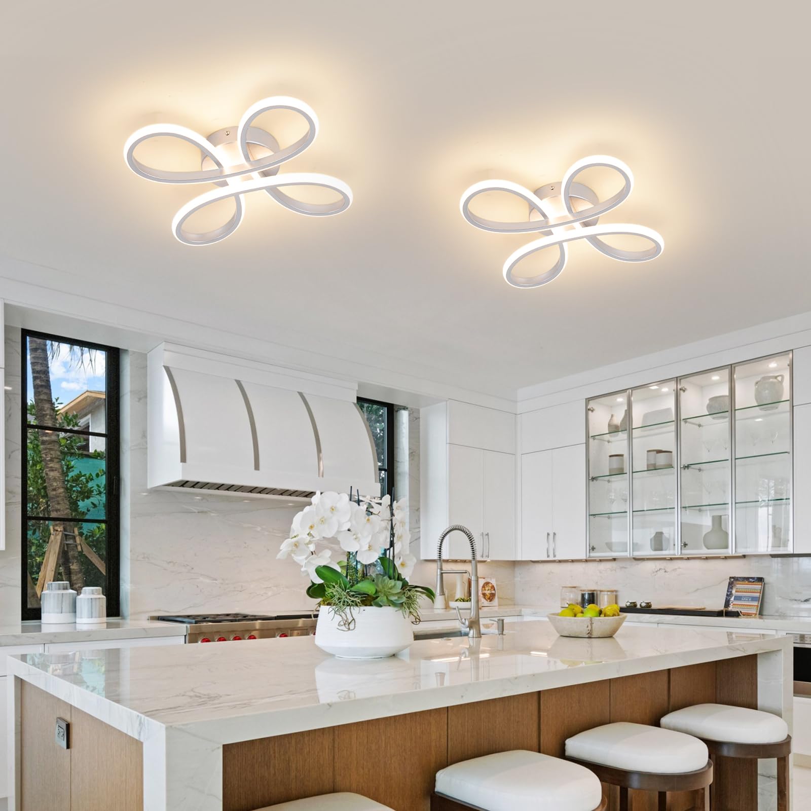 EIDISUNY Modern LED Ceiling Light, 30W Sliver Ceiling Light Fixture - Image 4
