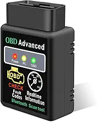 Friencity Adaptador de scanner OBD2 Bluetooth, leitor de código de diagnóstico sem fio OBD II ferramenta de digitalização e verificação clara da luz do motor do carro, compatível com