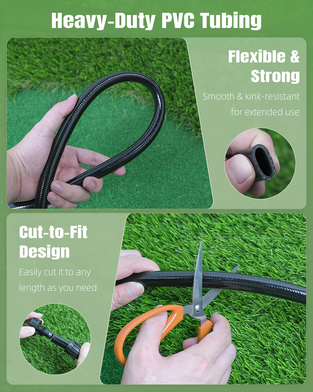 Pawfly 15 m 13/16mm Tropfbewässerungsschlauch, flexible PVC-Hauptleitung mit 5 Widerhaken-Verbindern für Gartenbewässerungssysteme