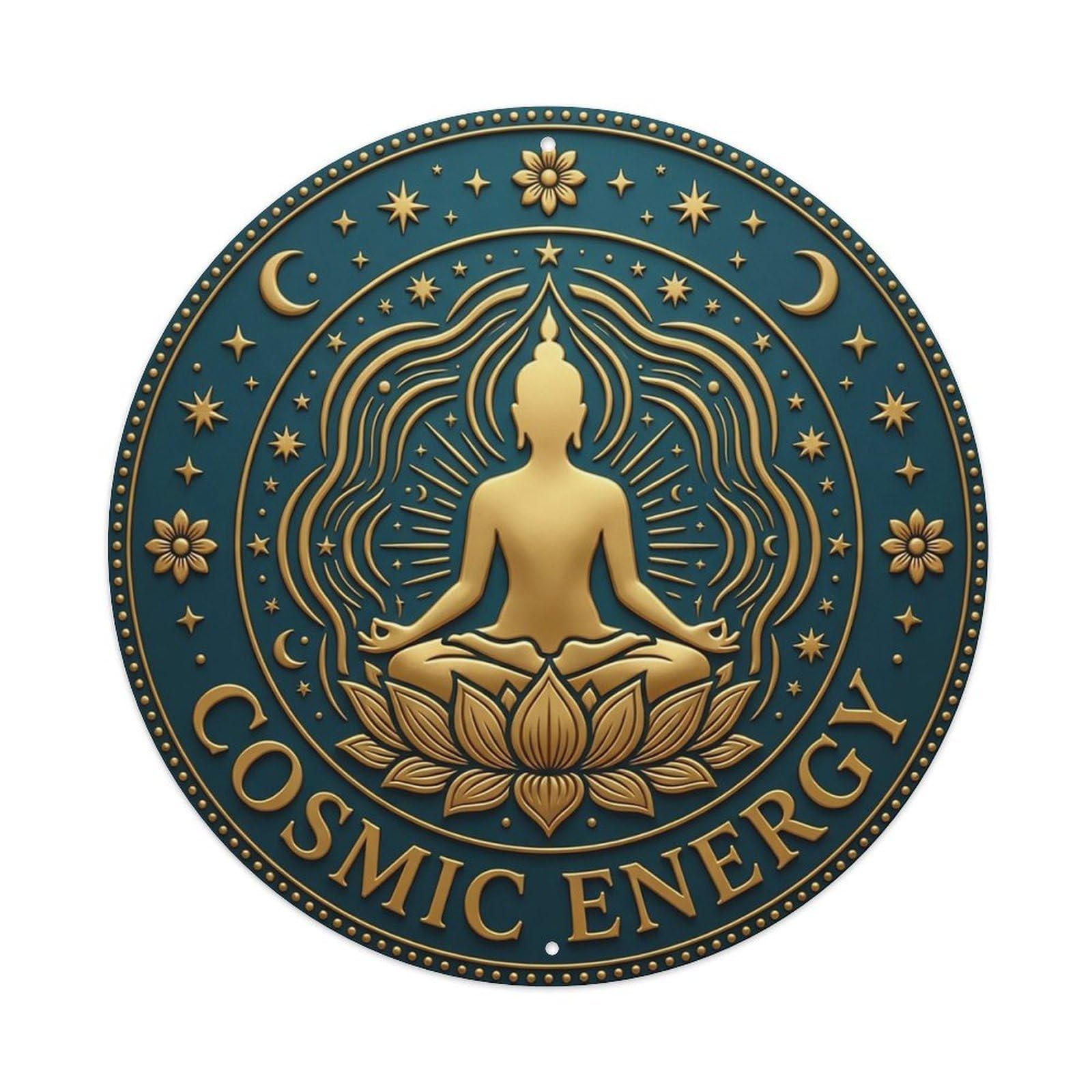 Vintage Cosmic Energy Flower Zen Yoga Metal Tin Sign