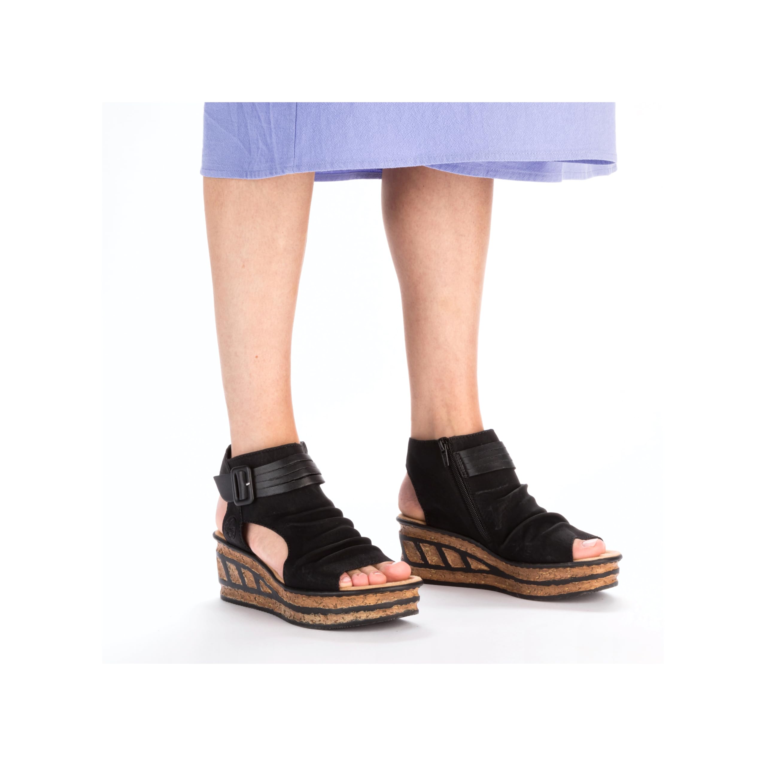 Rieker 68191-00 Damen Keilsandalette Synthetik schwarz schwarz