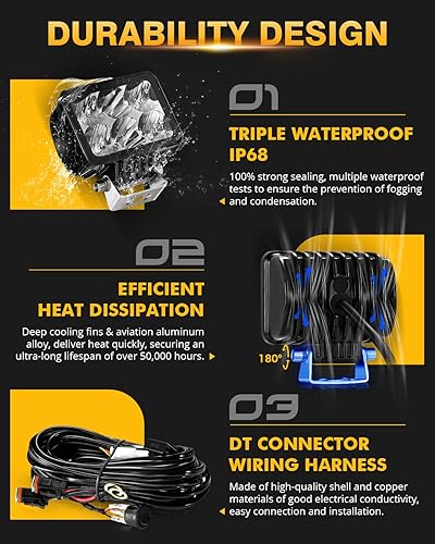 Miniatura 4 de Auxbeam Cápsulas LED de 2.5 pulgadas, 30 W, luces cuadradas para todo terreno, cubos LED, luces de marcha atrás, luces de zanja, barra de luz