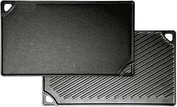 LDP3 Cast Iron Rectangular Reversible Grill/Griddle, 9.5-inch x 16.75-inch, Black Versatile Cast Iron Rectangular Reversible Grill & Griddle - Ideal for Indoor and Outdoor Cooking