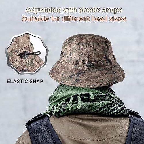 Miniatura 2 de AXBXCX Sombrero táctico del cubo del camuflaje, cordón protector ULTRAVIOLETA de la pantalla solar del casquillo de pesca respirable