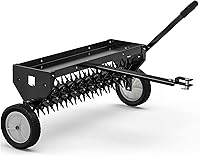 YITAMOTOR 40" Tow-Behind Spike Aerator for ATV - Galvanized Coring Tines, 10" Wheels, Universal Hitch, Weight Tray - Black