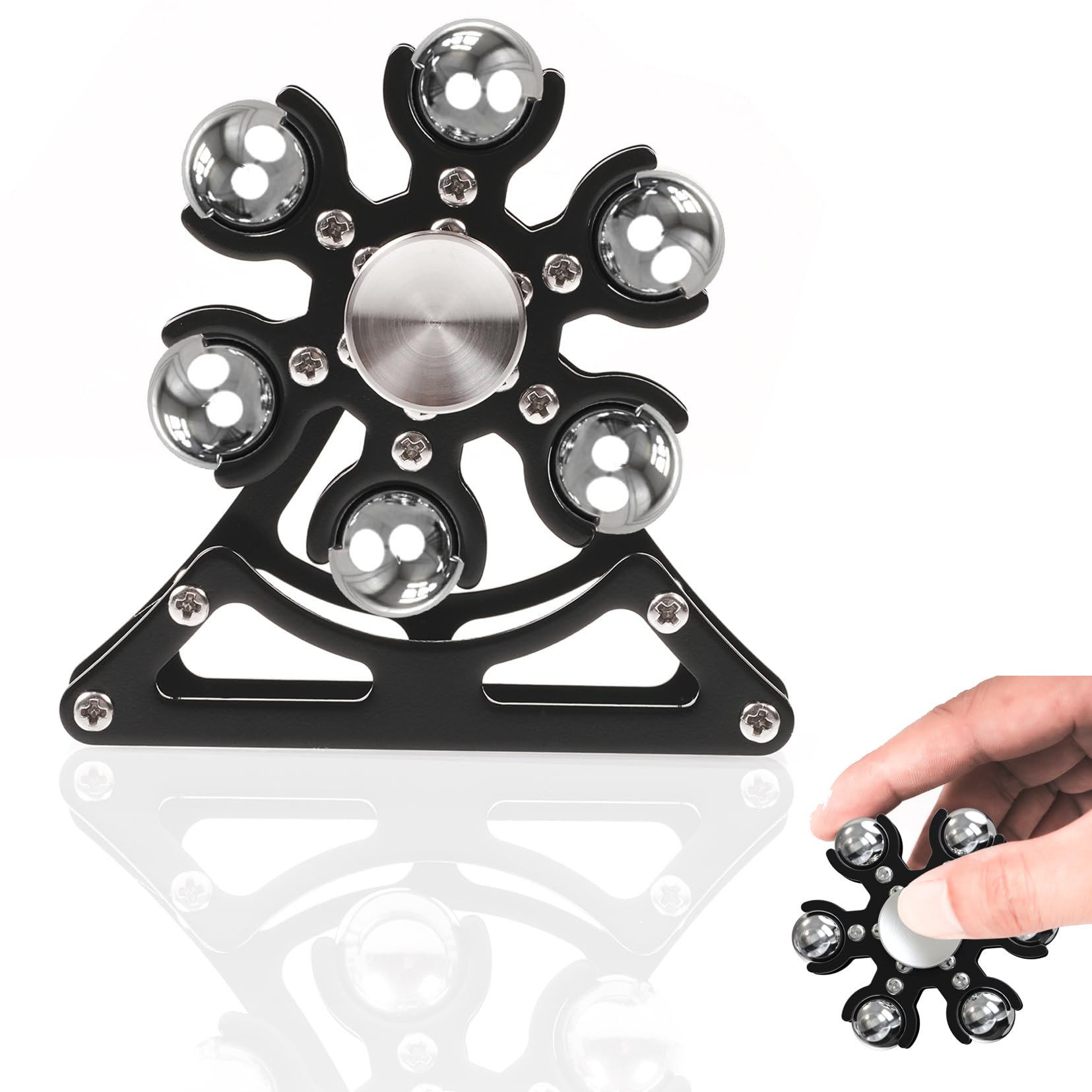 Fidget Desk Toys Ferris-Wheel-Spinner: Metal Kinetic-Spinner 4 Mins, Cool-Gadgets for Kid Children Teen Adult EDC-Toy, ADHD Tools Cool Stuff Stress Relief Gift for Office Christmas (Balck)