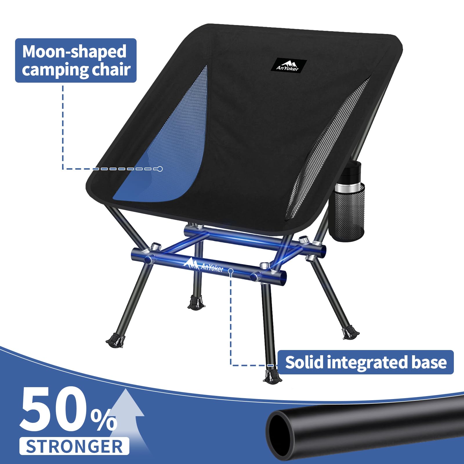 AnYoker Camping Chair Portable Beach Chair with Backpack Bag Patented for Invention - Compact Lightweight Folding Chair Backpack Hiking Chair 177ZZSB-SJBï¼ˆBlack 2 Packï¼‰