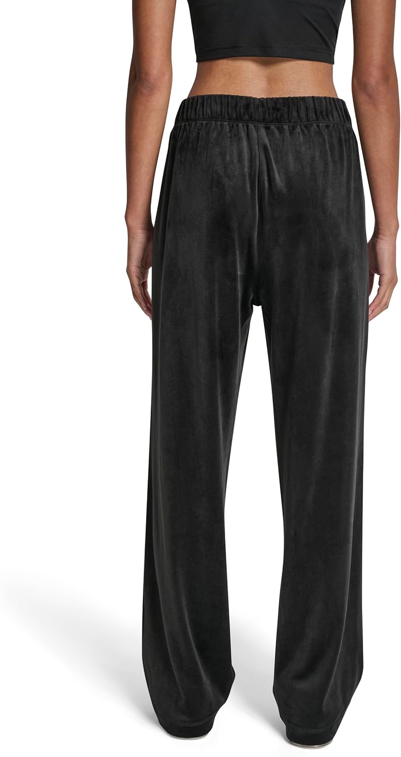 DKNY Womens High Rise Straight Leg Rhinestone Logo Novelty Velour Sweatpant - Image 4