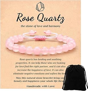 8mm pierre naturelle rose quartz bracelet, augmenter le bonheur de l'amour, bracelet d'anxiété rétractable, cadeau de bijoux pour les filles et les femmes