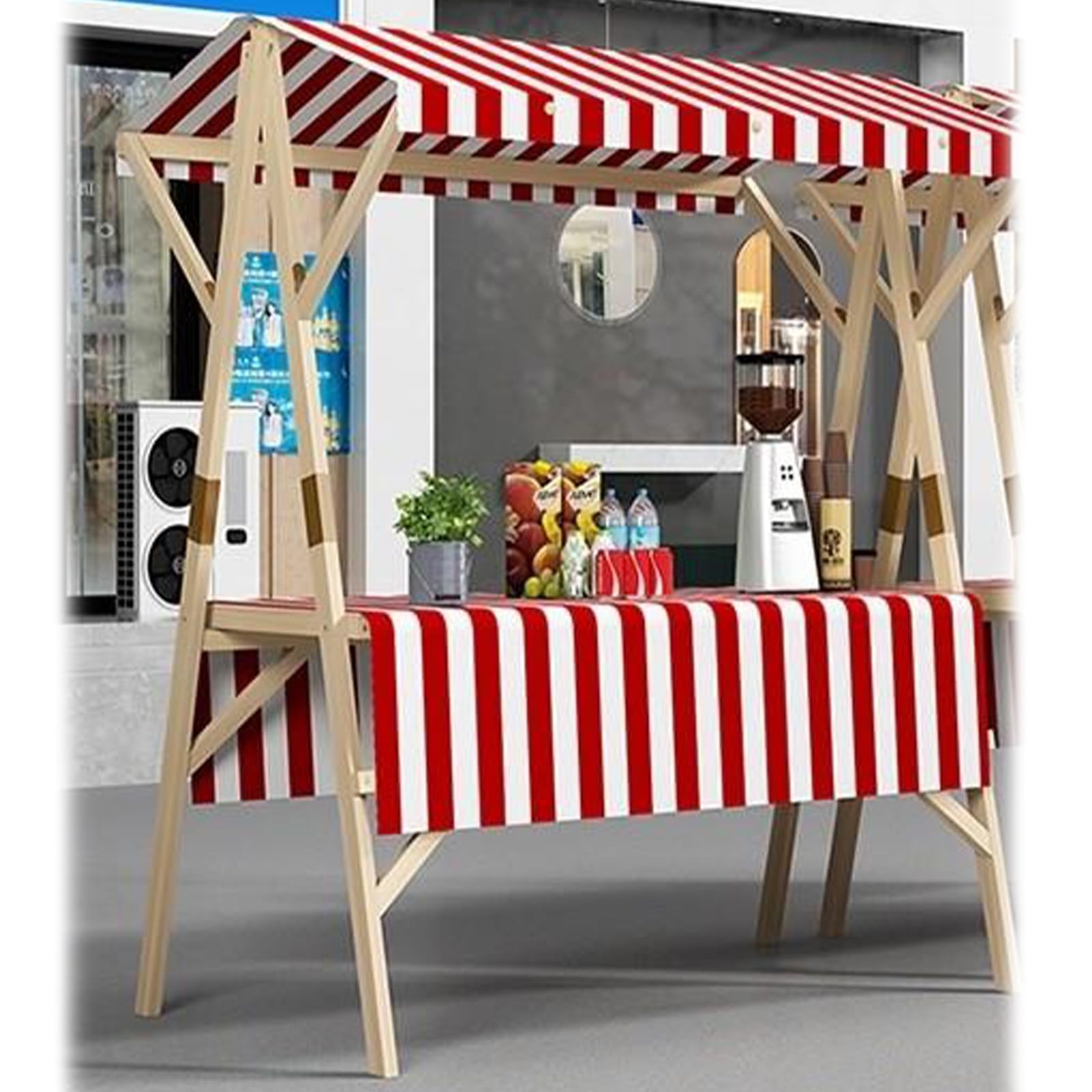 Genérico Carrito Plegable para Festivales, Carrito de Camping portátil, Carrito Plegable de Madera para Empujar Comida, Ideal para vendedores ambulantes, Festivales y Eventos al Aire Libre. Portátil,