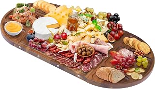 YUANQIAN Magnetisches Akazienholz-Charcuterie-Brett, groß, 66 cm x 33 cm, Käsebrett, Splice-Servierbretter für Unterhaltung, schönes personalisiertes Weihnachts-Holz, quadratisches halbkreisförmiges