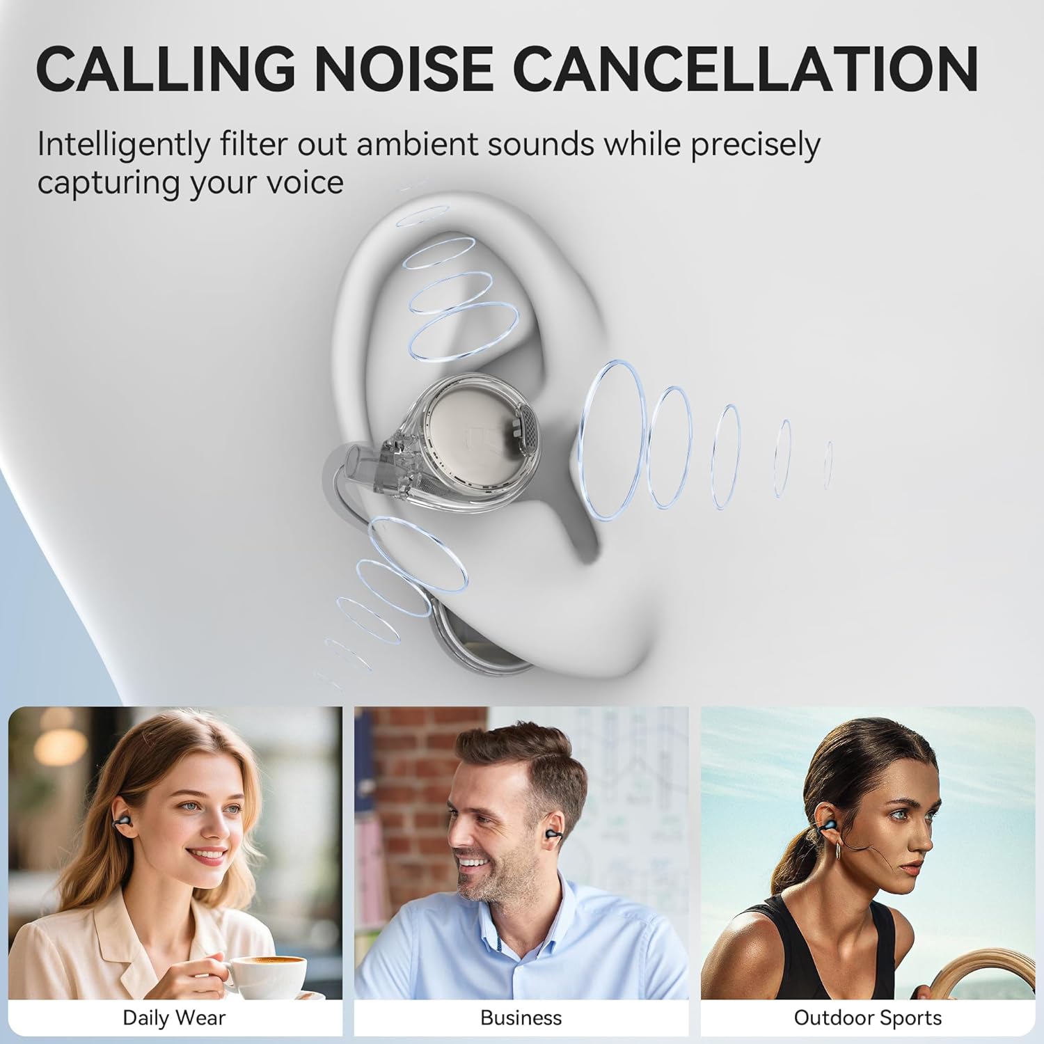 Oraolo Open Ear AC600 Headphones, Bluetooth 6.0 Wireless Earbuds with HiFi Stereo, Clip-On Earbuds with ENC Clear Call, 24H Playtime, Touch Control, IPX6 Waterproof Wireless Headphones for Workout - Image 4