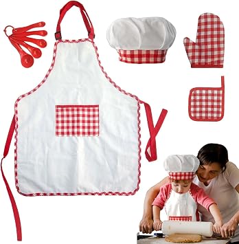 Cooking Chef Set Kids - Kids Cooking and Baking Chef Kit,Chef Hat Apron Dress Up Chef Costume Baking Supplies Dress Up Role Play Toy Gift for 3-8 Years Old Yangjing