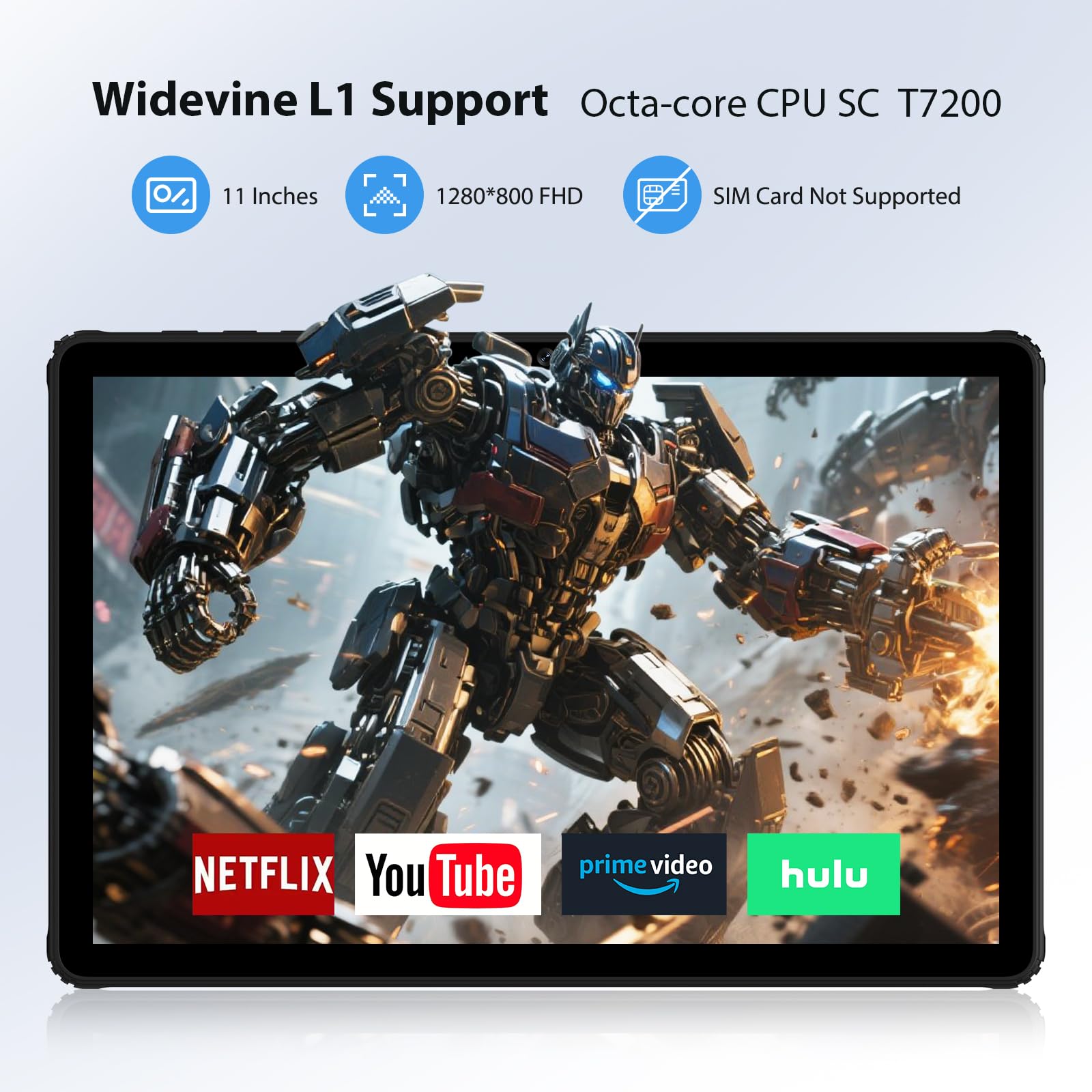 11 Pulgadas Android 15 Tablet, 5G WiFi, Octa-Core, 36GB RAM+256GB ROM (1TB TF), HD Display, Widevine L1/8+13MP/8000mAh/GMS/GPS, con Teclado+Ratón (Negro)