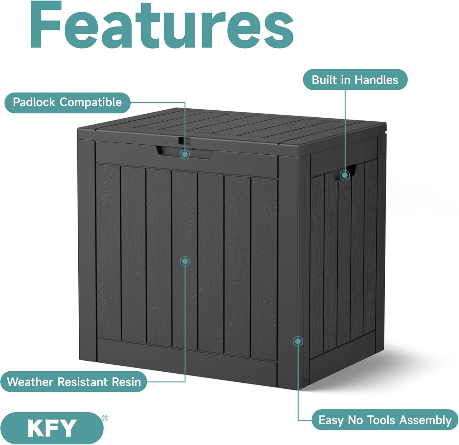 Black 30-Gallon Lockable Resin Outdoor Deck Box