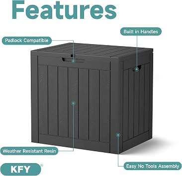 30 Gallon Waterproof Resin Deck Box, UV Resistant Outdoor Storage for Garden, Patio, Porch, Delivery,Striped Black