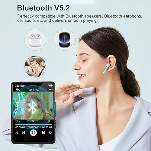 Miniatura 2 de SKYBESS - Reproductor MP3 de pantalla táctil con Bluetooth, 32 GB reproductores MP3 portátiles con ranura para tarjeta TF, reproductor de música MP3