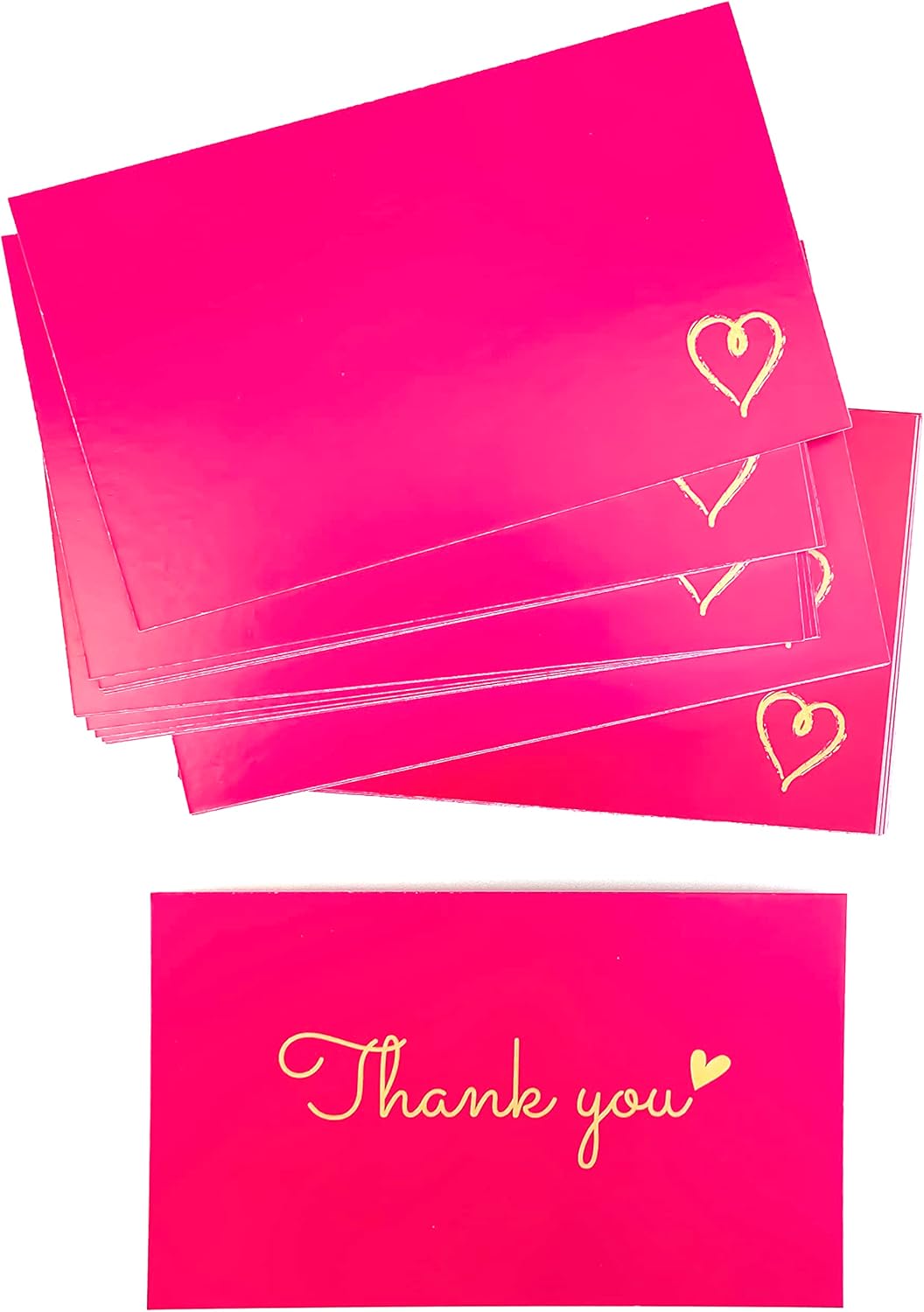 RXBC2011 100 Little Thank You Cards Gold Heart Design Bulk Thank you Notes for All Occasions 3.5 x 2 Inch hotpink - Image 7