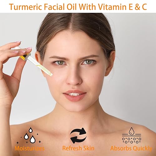 Miniatura 2 de Aceite de cúrcuma, aceite de cúrcuma para cara y cuerpo, aceite esencial de cúrcuma natural 100% puro con vitamina C, ideal para limpiar la piel,