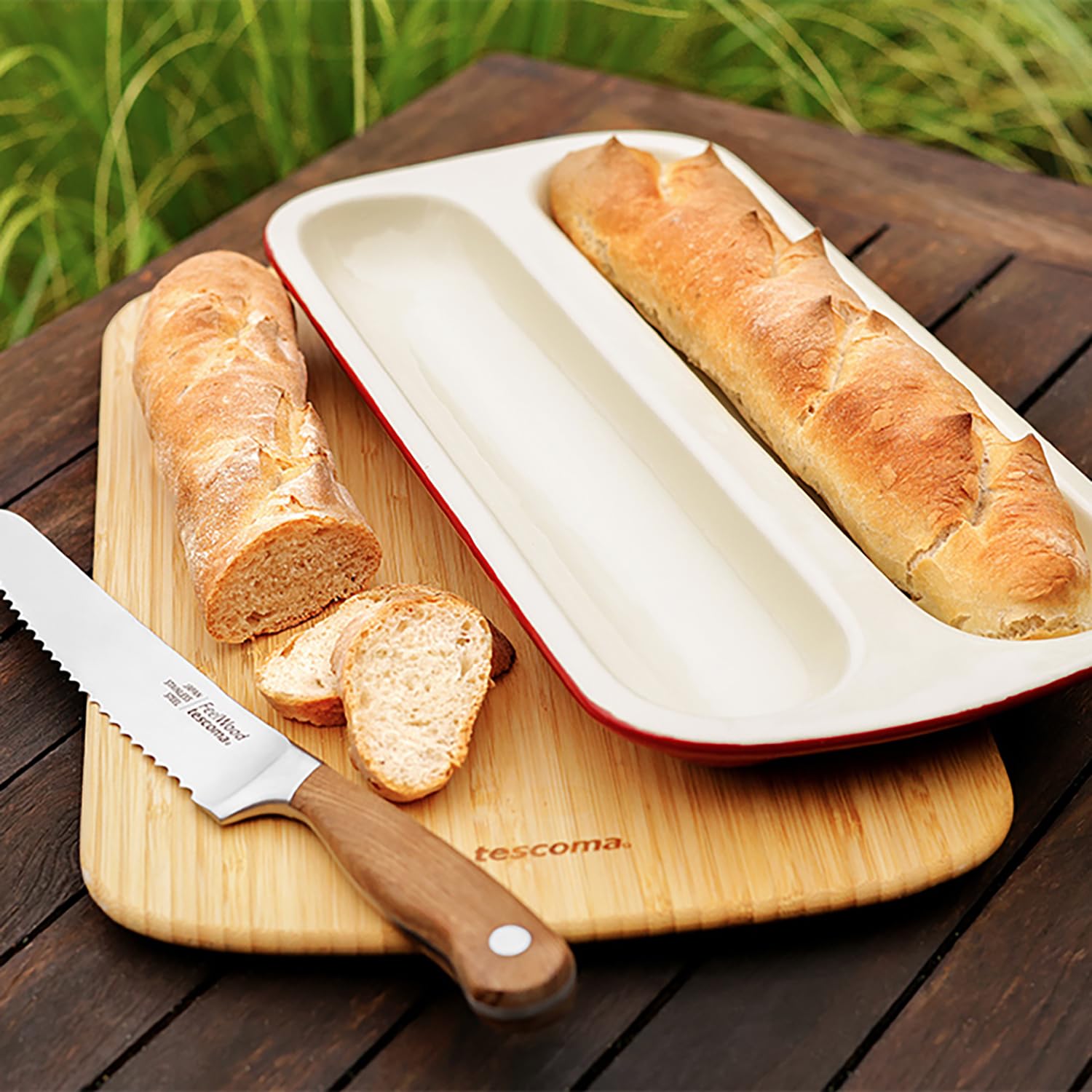 Tescoma 622218 Moule à baguettes en céramique avec livre de recettes, 18,2 x 38,8 x 4,1 cm, ligne Delícia